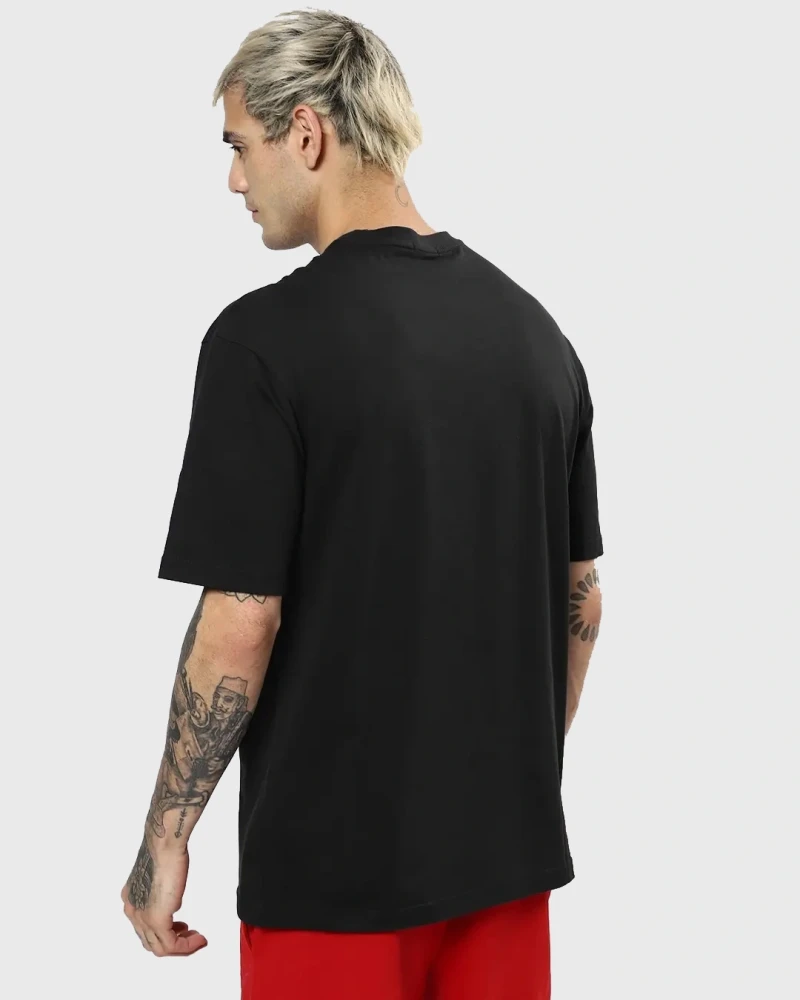 Mens Black Batman Outline Logo Graphic Printed Oversized T-shirt